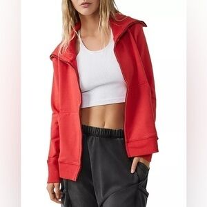 Free people movement baseline zip up jacket bright pink/orange size L EUC